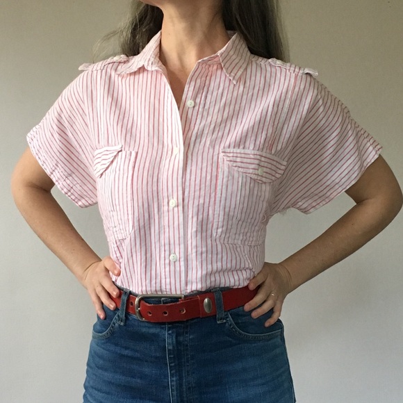 SOLD on IG Vintage Dolman Sleeve Red Pinstripe Top - Picture 4 of 6